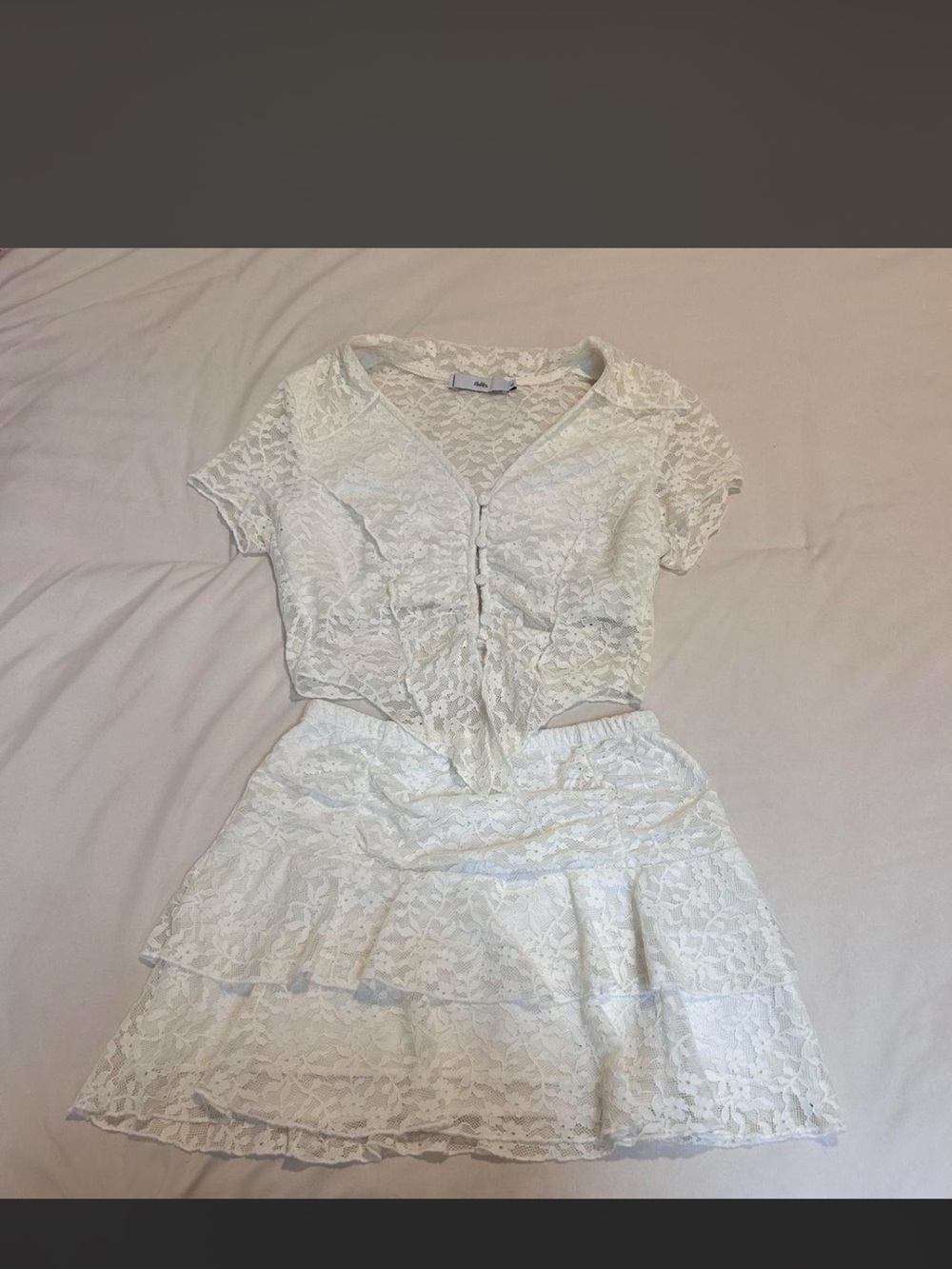 White Lace Two-Piece Skirt Set